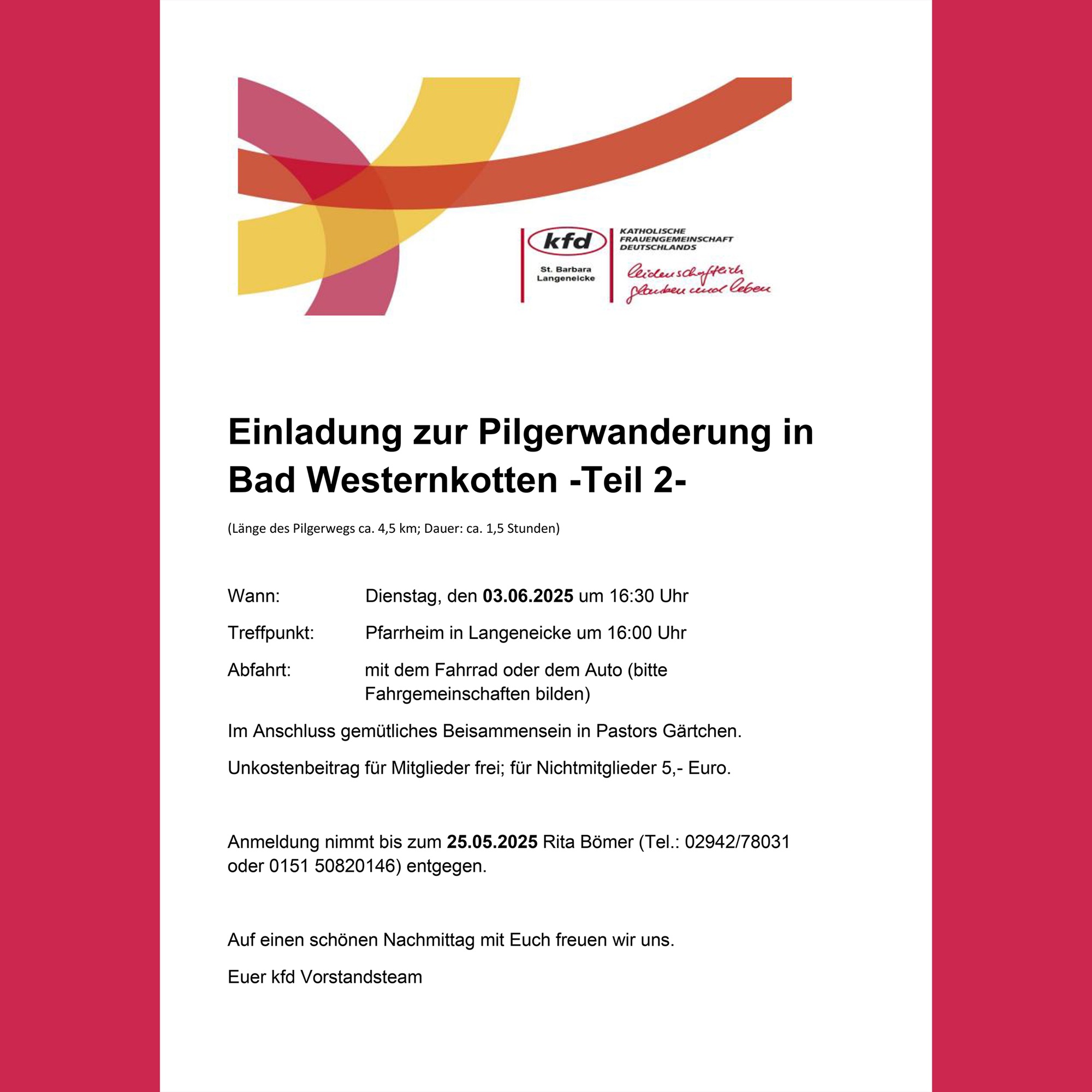 Insta Pilgerwanderung kfd Langeneicke